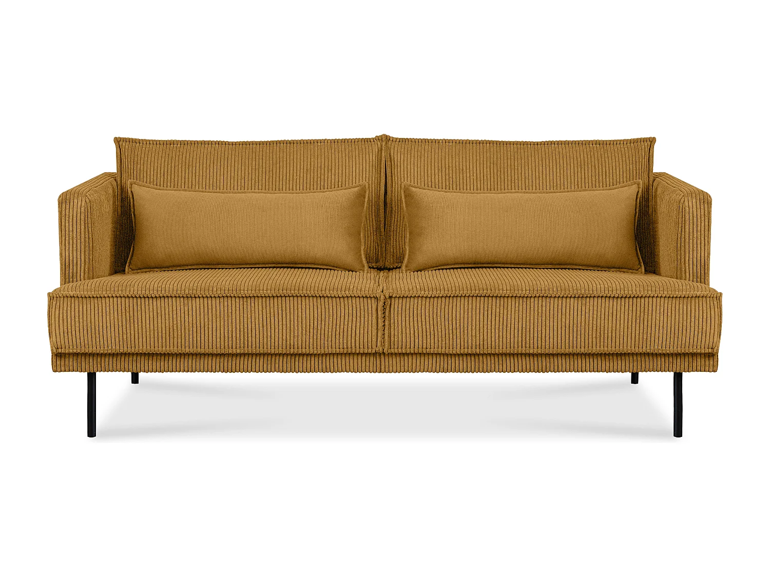 Loftsofa - Metallbeine - 2 Kissen inklusive - Velours - gelb - GANZO