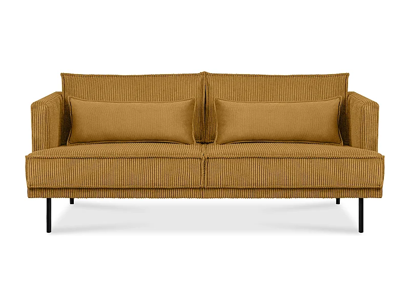 Canapé loft - pieds métal - 2 coussins inclus - velours - jaune - GANZO