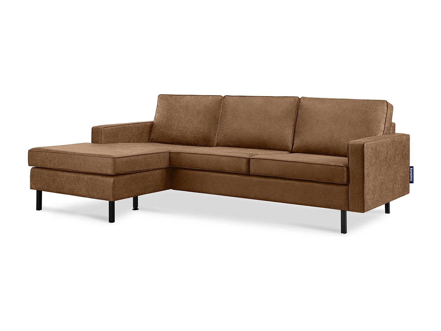 Loft Ecksofa links 4 Sitzer aus Leder und Mikrofaser - braun - INVIA