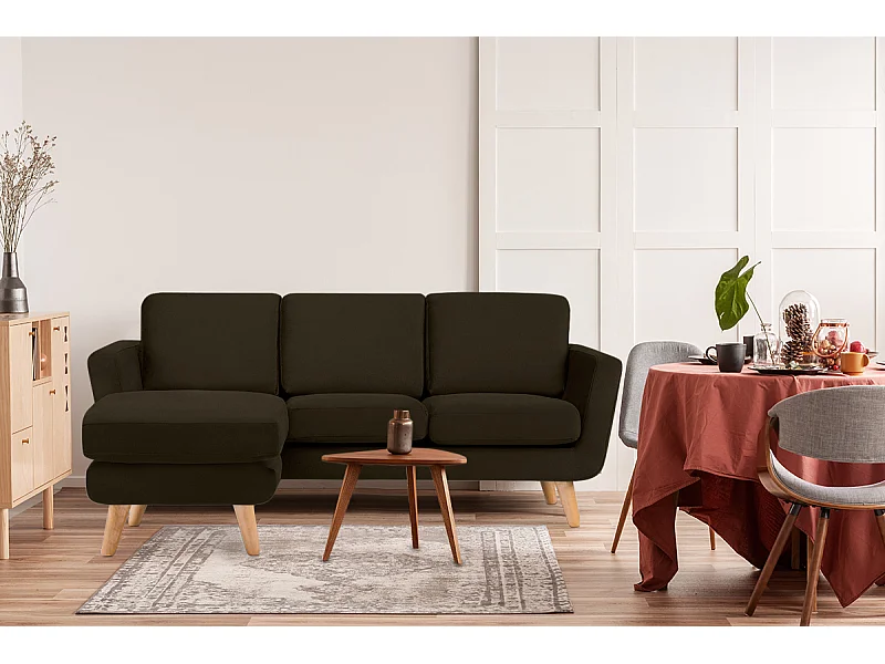 Ecksofa mit Ottomane - 3 Sitzer - braun - TAGIO