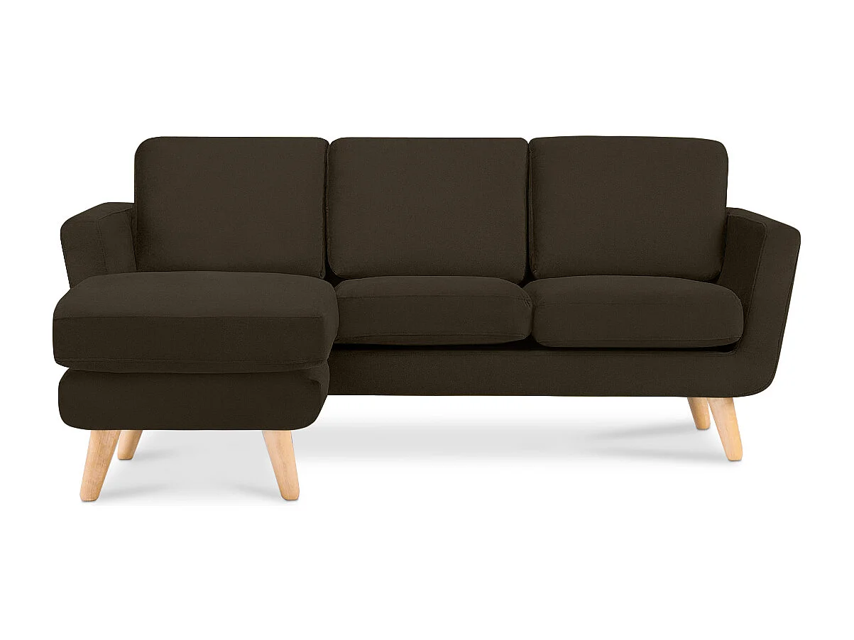 Ecksofa mit Ottomane - 3 Sitzer - braun - TAGIO