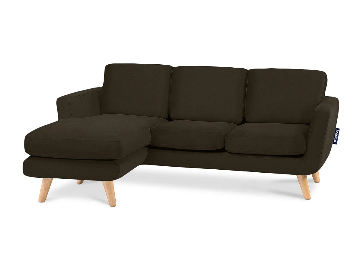 Ecksofa mit Ottomane - 3 Sitzer - braun - TAGIO