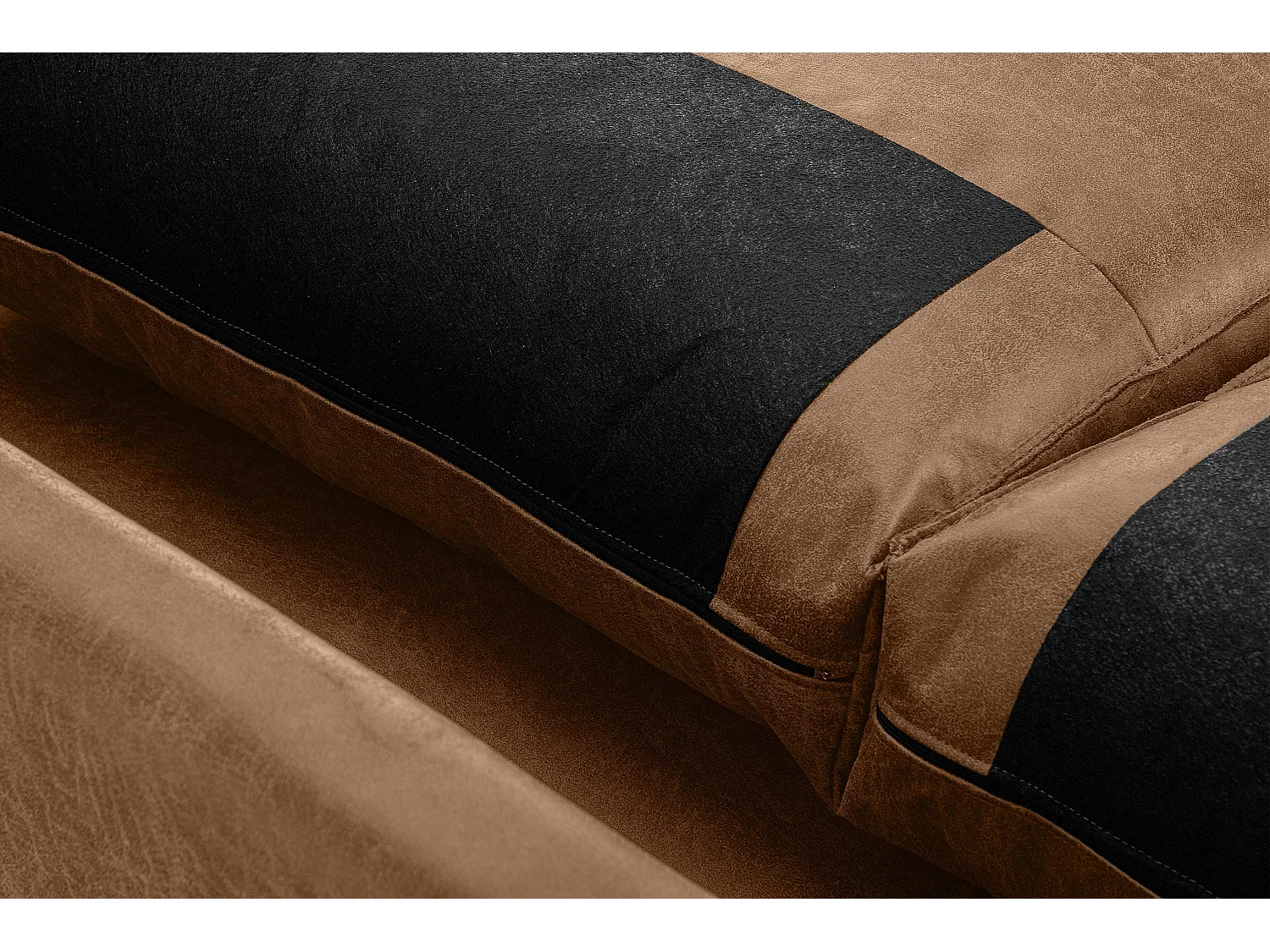 Loft Ecksofa rechts 4 Sitzer aus Leder und Mikrofaser - braun - INVIA