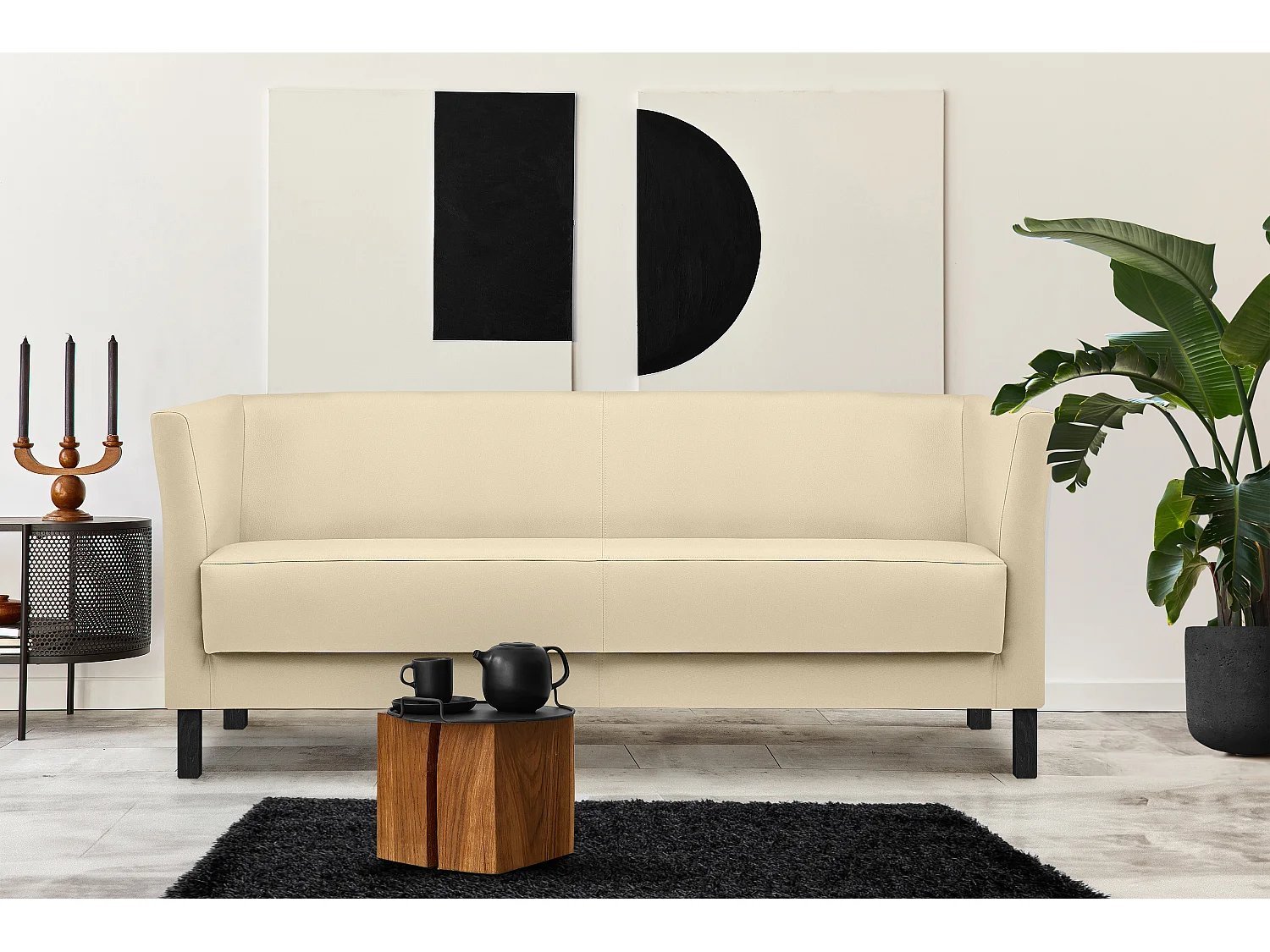 Modernes  Sofa 3 Sitzer aus Kunstleder - cremig - ESPECTO