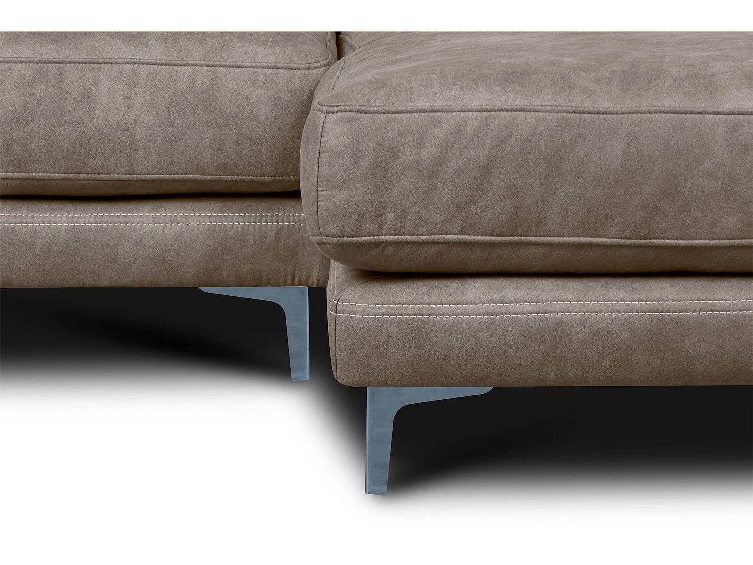 Canapé d'angle moderne et confortable sur pieds métalliques - 3/4 places - Beige - HOLCO