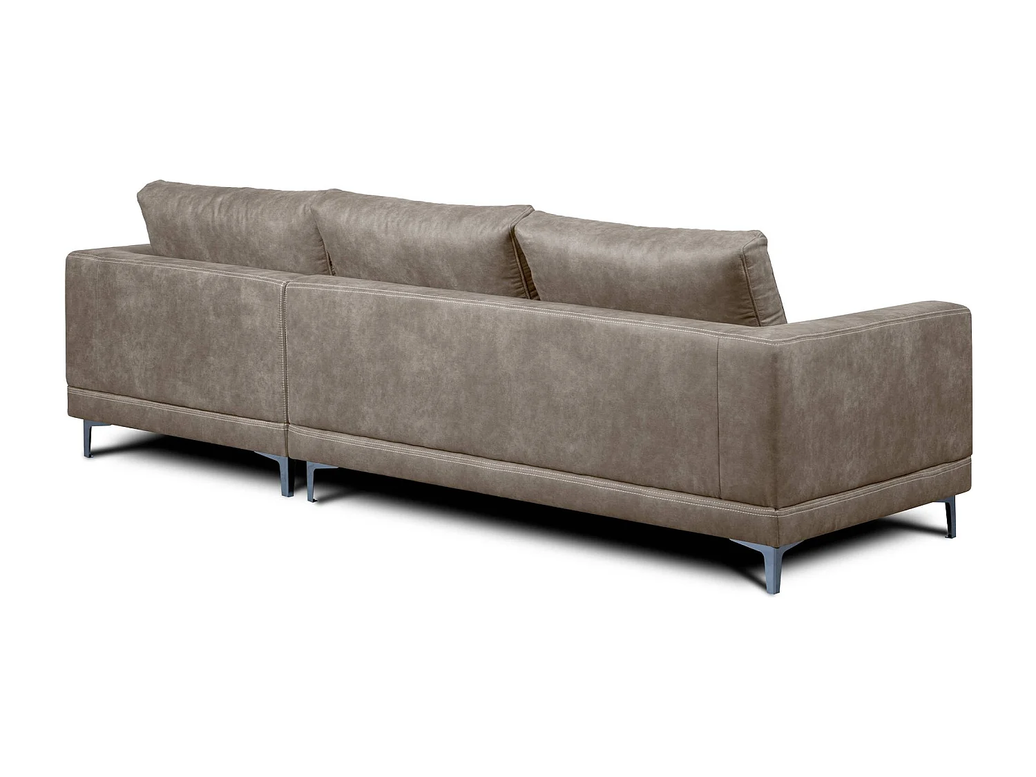 Canapé d'angle moderne et confortable sur pieds métalliques - 3/4 places - Beige - HOLCO