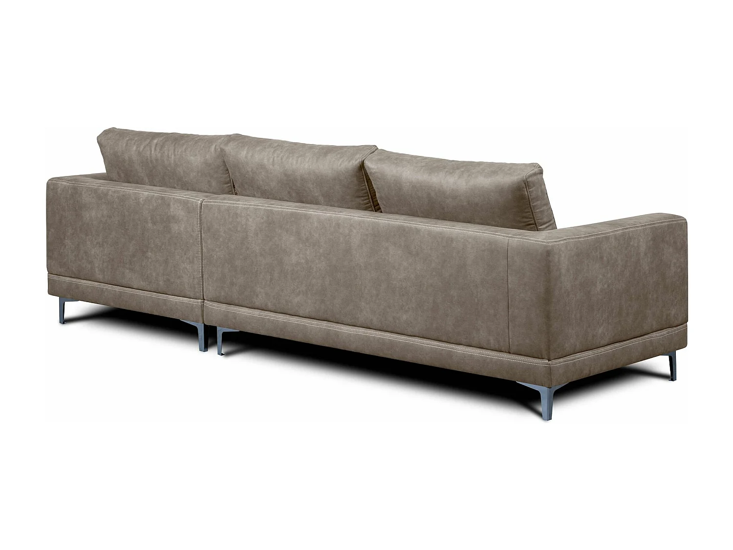 Canapé d'angle moderne et confortable sur pieds métalliques - 3/4 places - Beige - HOLCO