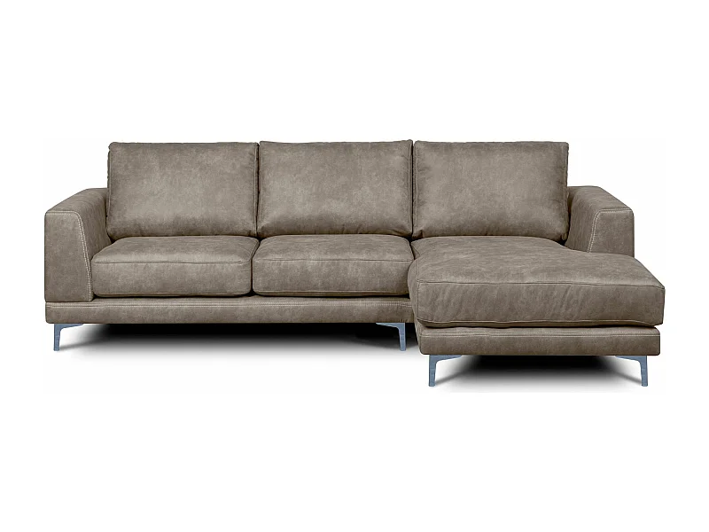 Canapé d'angle moderne et confortable sur pieds métalliques - 3/4 places - Beige - HOLCO