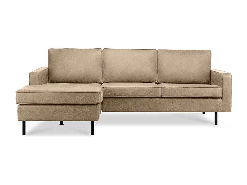 Loft Ecksofa links 4 Sitzer aus Leder und Mikrofaser - beige - INVIA