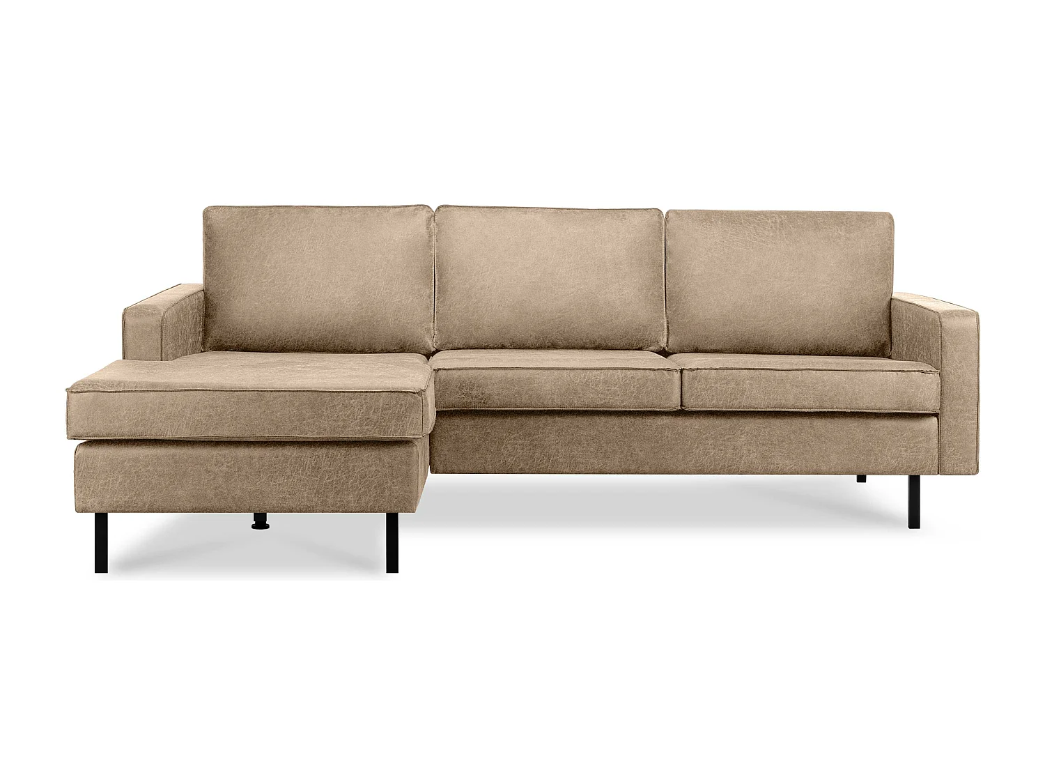 Loft Ecksofa links 4 Sitzer aus Leder und Mikrofaser - beige - INVIA
