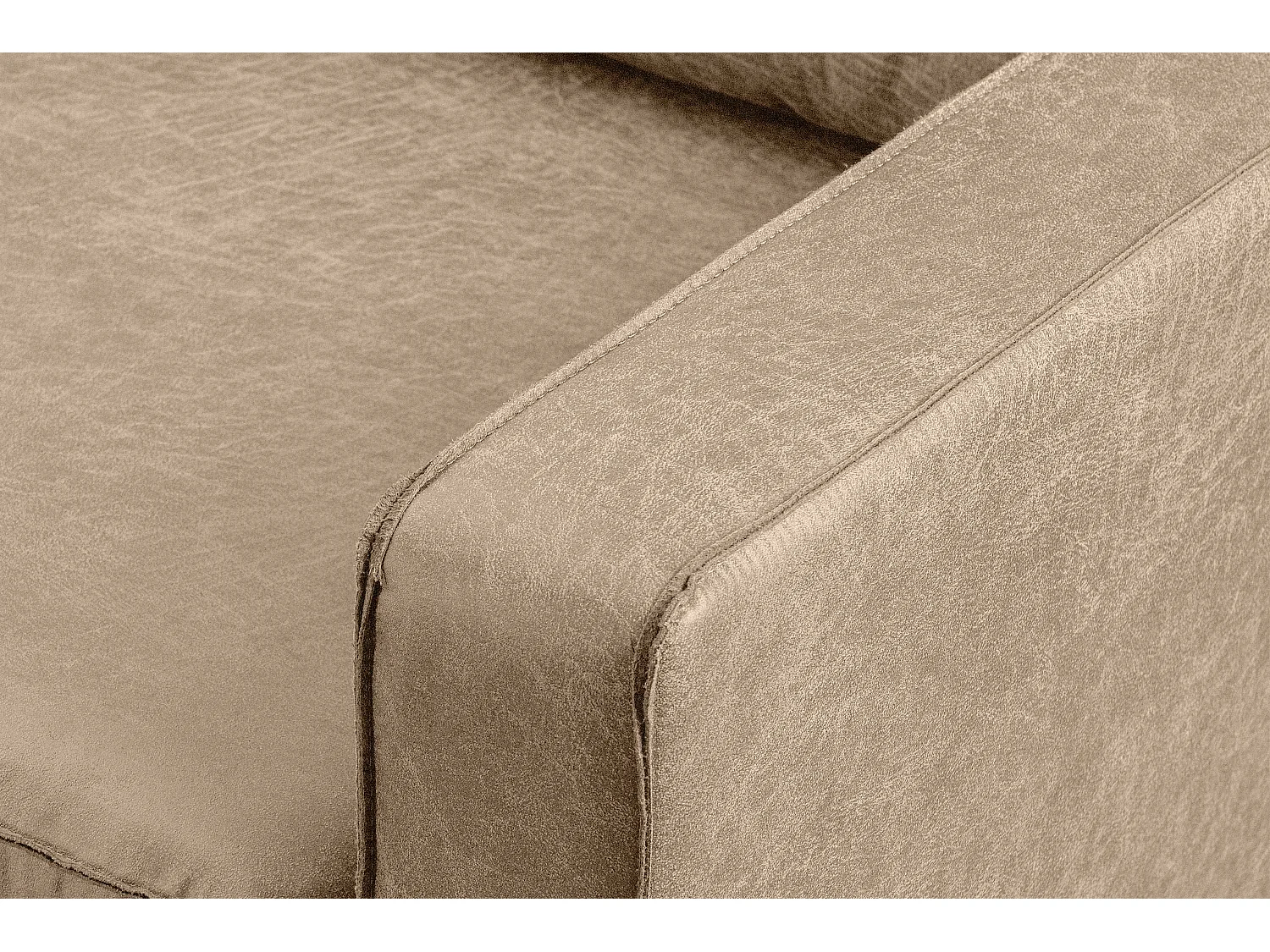 Loft Ecksofa links 4 Sitzer aus Leder und Mikrofaser - beige - INVIA