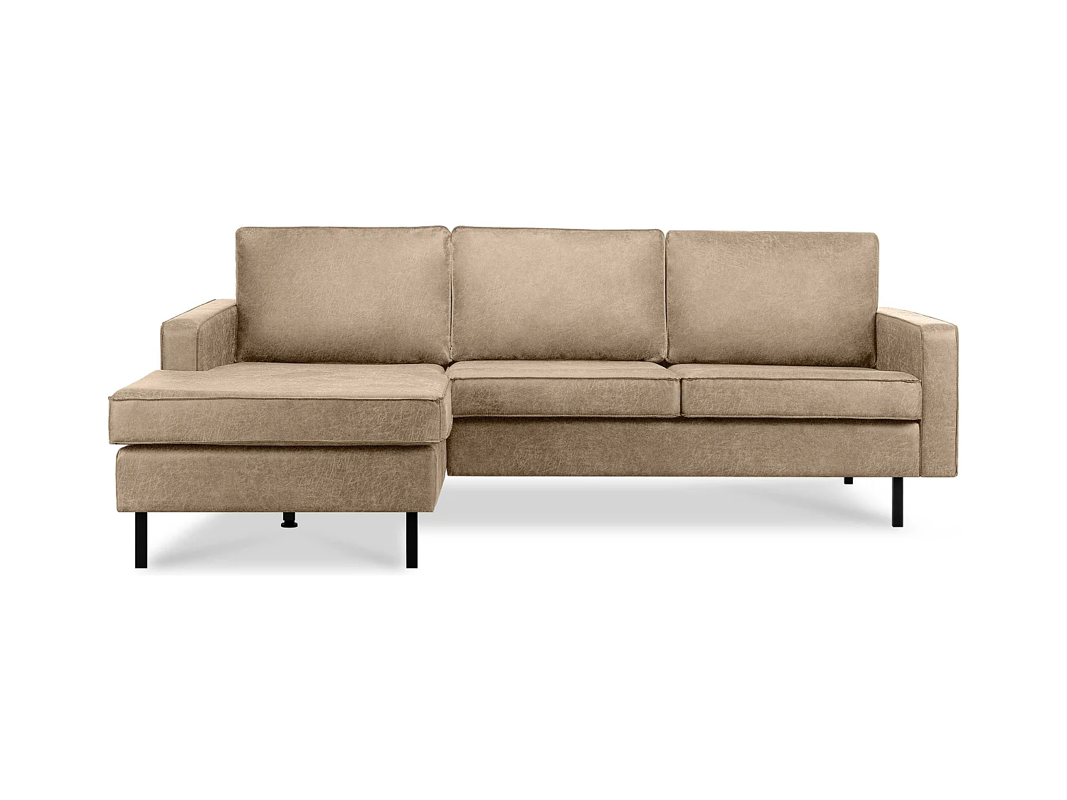 Canapé d'angle gauche Loft 4 places en cuir et microfibre - beige - INVIA