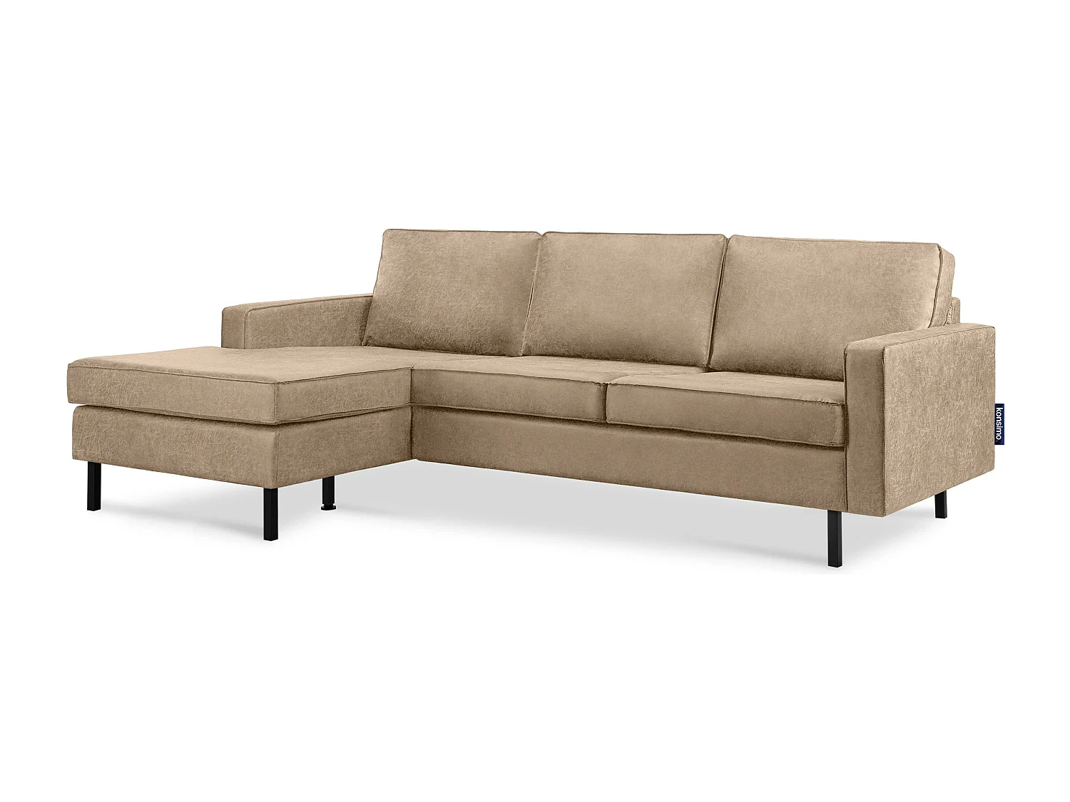 Loft Ecksofa links 4 Sitzer aus Leder und Mikrofaser - beige - INVIA