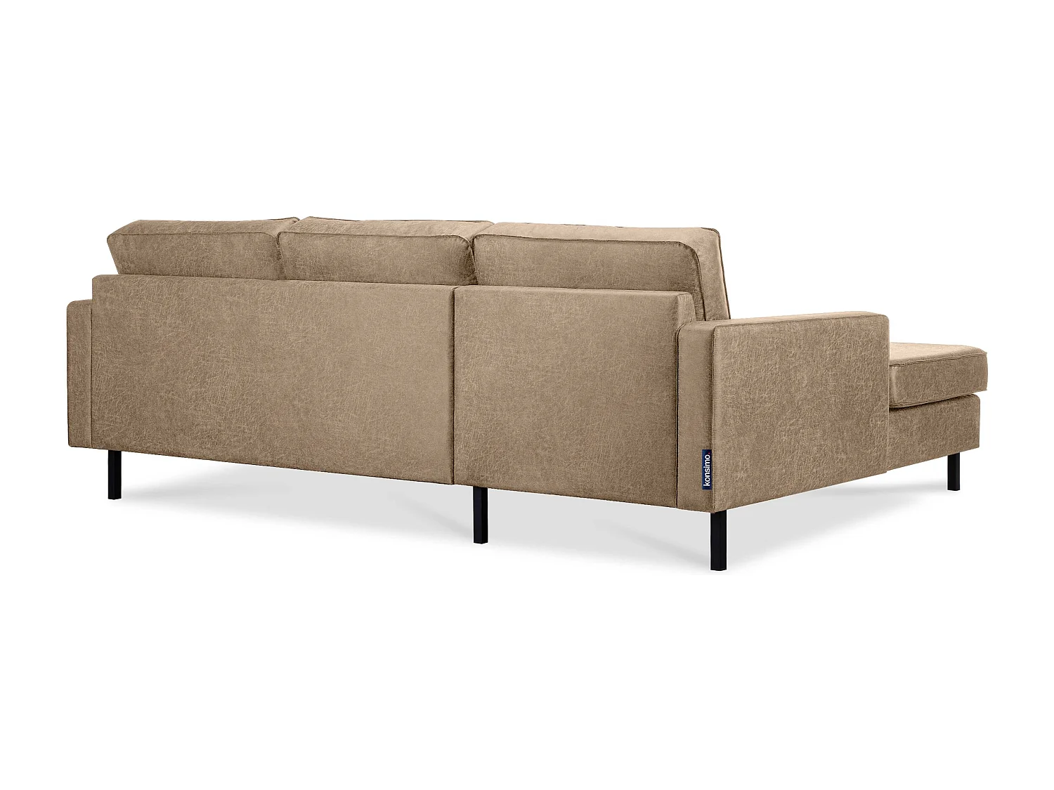 Loft Ecksofa links 4 Sitzer aus Leder und Mikrofaser - beige - INVIA