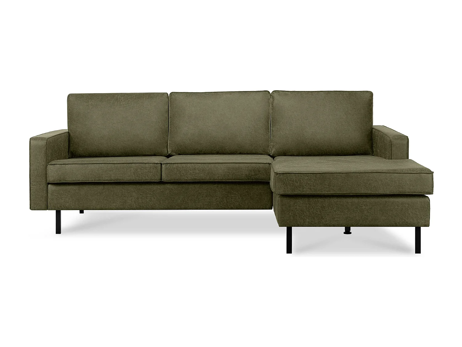 Loft Ecksofa rechts 4 Sitzer aus Leder und Mikrofaser - grün - INVIA