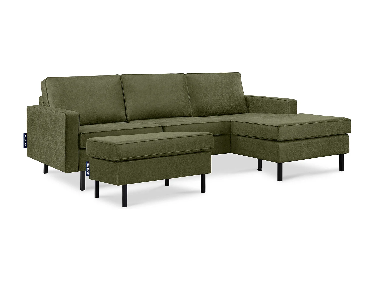 Loft Ecksofa rechts 4 Sitzer aus Leder und Mikrofaser - grün - INVIA