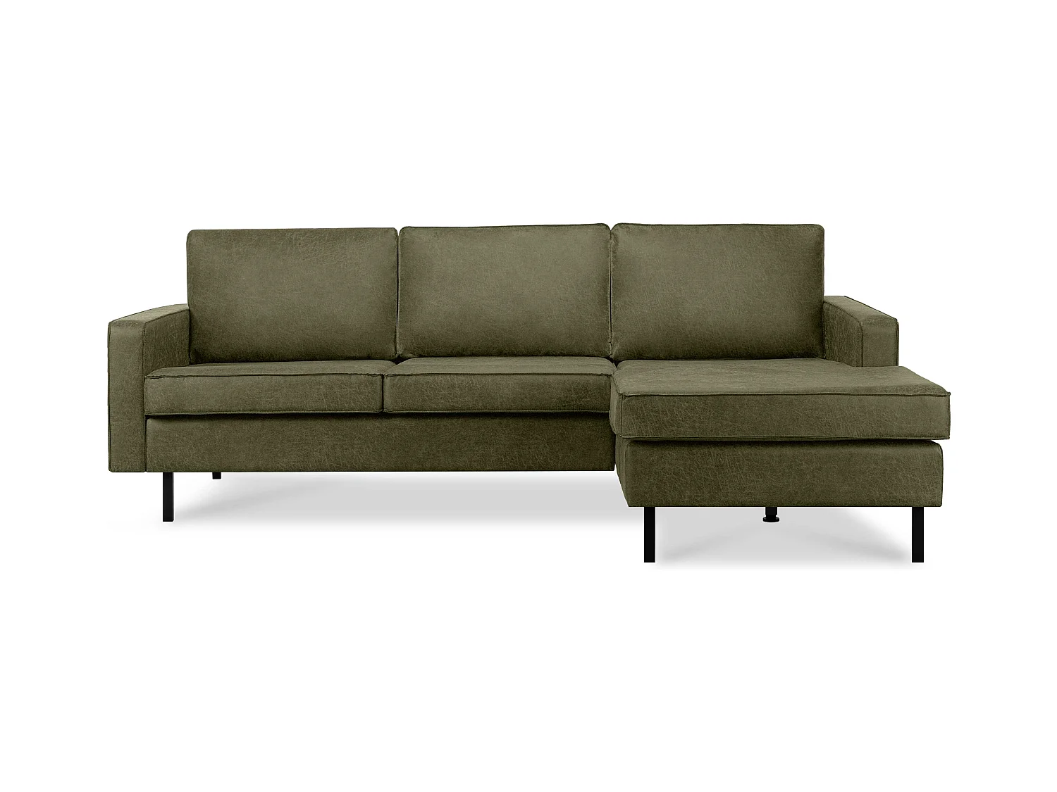 Canapé d'angle droit Loft 4 places en cuir et microfibre - vert - INVIA