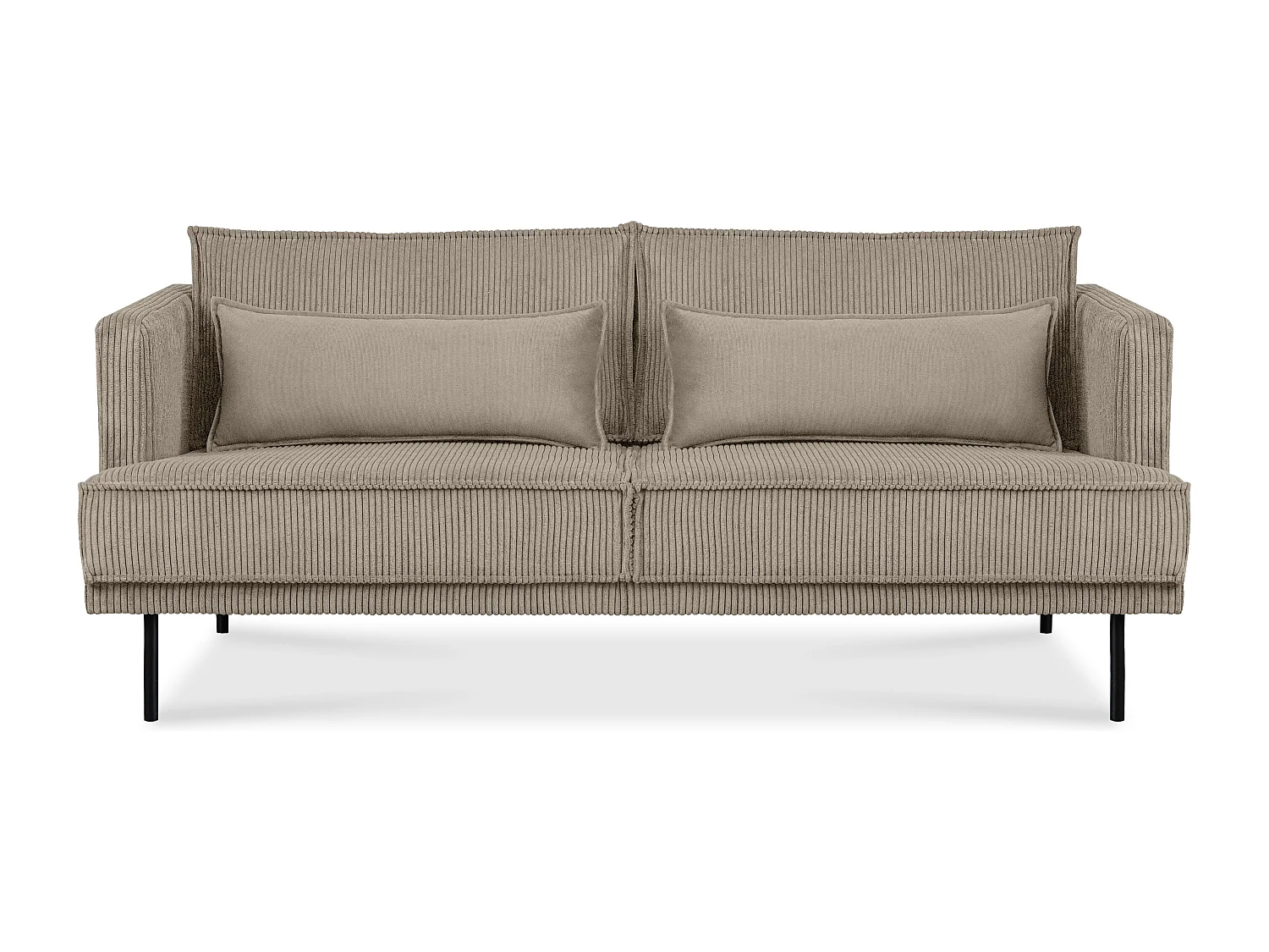 Loftsofa - Metallbeine - 2 Kissen inklusive - Velours - beige - GANZO