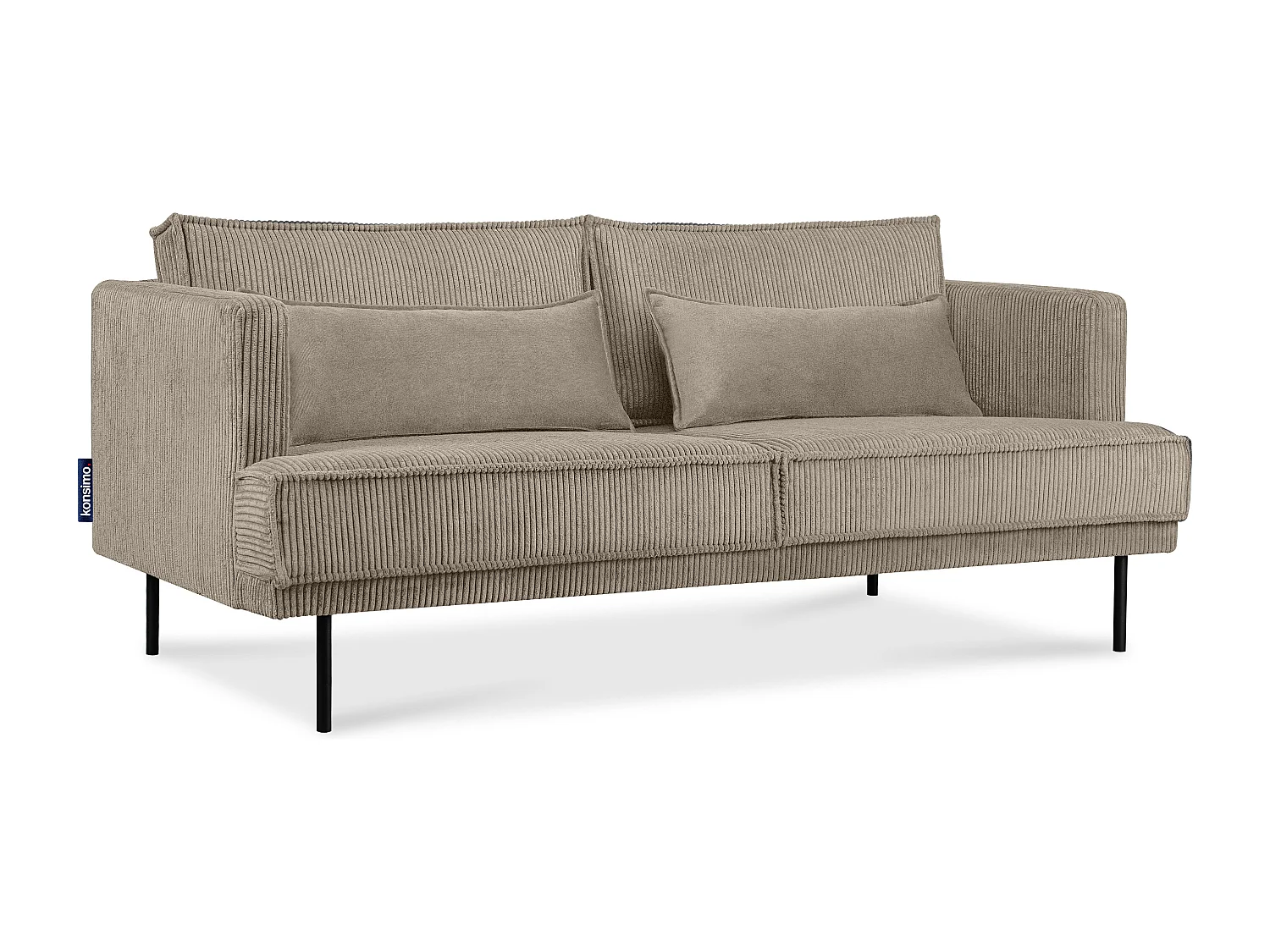 Loftsofa - Metallbeine - 2 Kissen inklusive - Velours - beige - GANZO