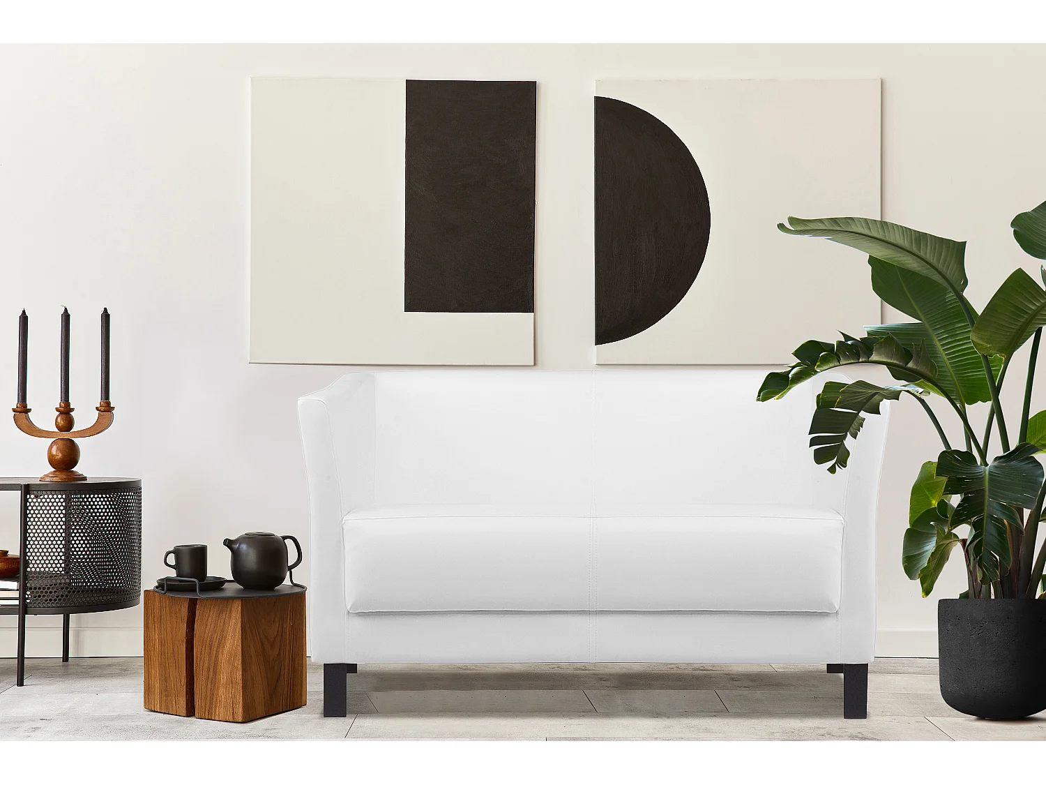 Modernes Sofa 2 Sitzer - aus Kunstleder - weiß - ESPECTO