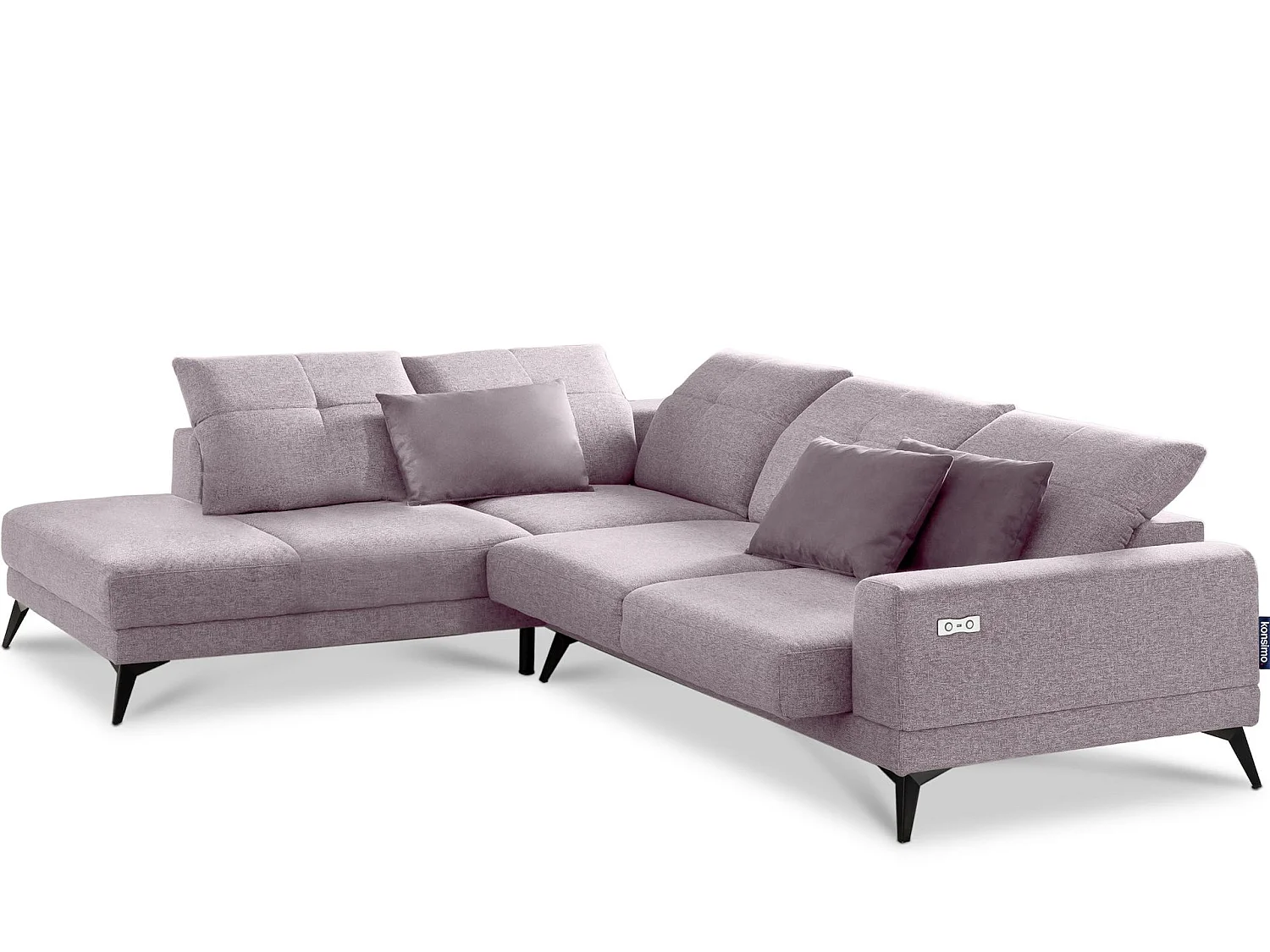 Eckgarnitur 4/5 Sitzer mit elek. Relaxfunktion - Rosa - DAVIDI