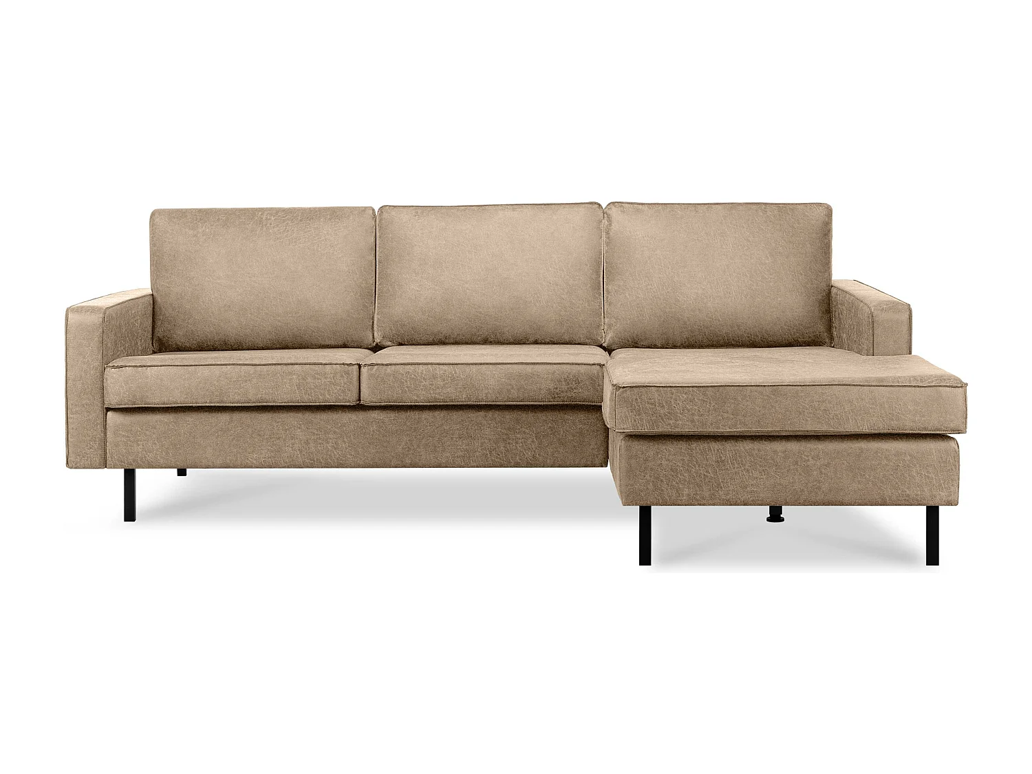 Loft Ecksofa rechts 4 Sitzer aus Leder und Mikrofaser - beige - INVIA
