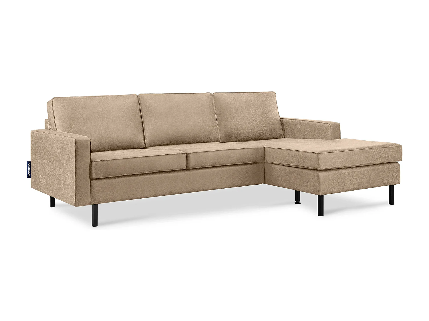 Loft Ecksofa rechts 4 Sitzer aus Leder und Mikrofaser - beige - INVIA