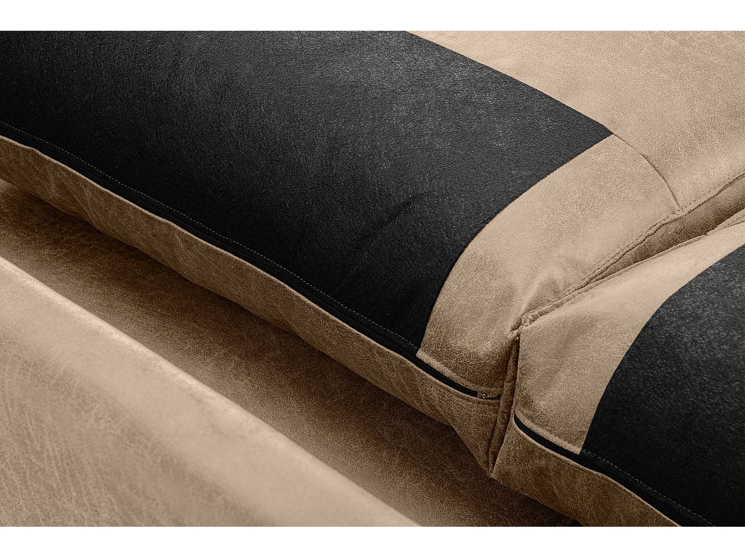 Loft Ecksofa rechts 4 Sitzer aus Leder und Mikrofaser - beige - INVIA