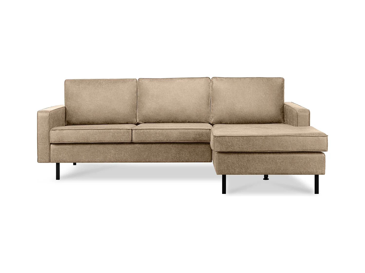 Canapé d'angle Loft droit 4 places en cuir et microfibre - beige - INVIA