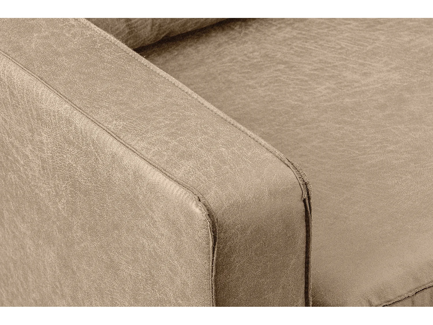 Loft Ecksofa rechts 4 Sitzer aus Leder und Mikrofaser - beige - INVIA