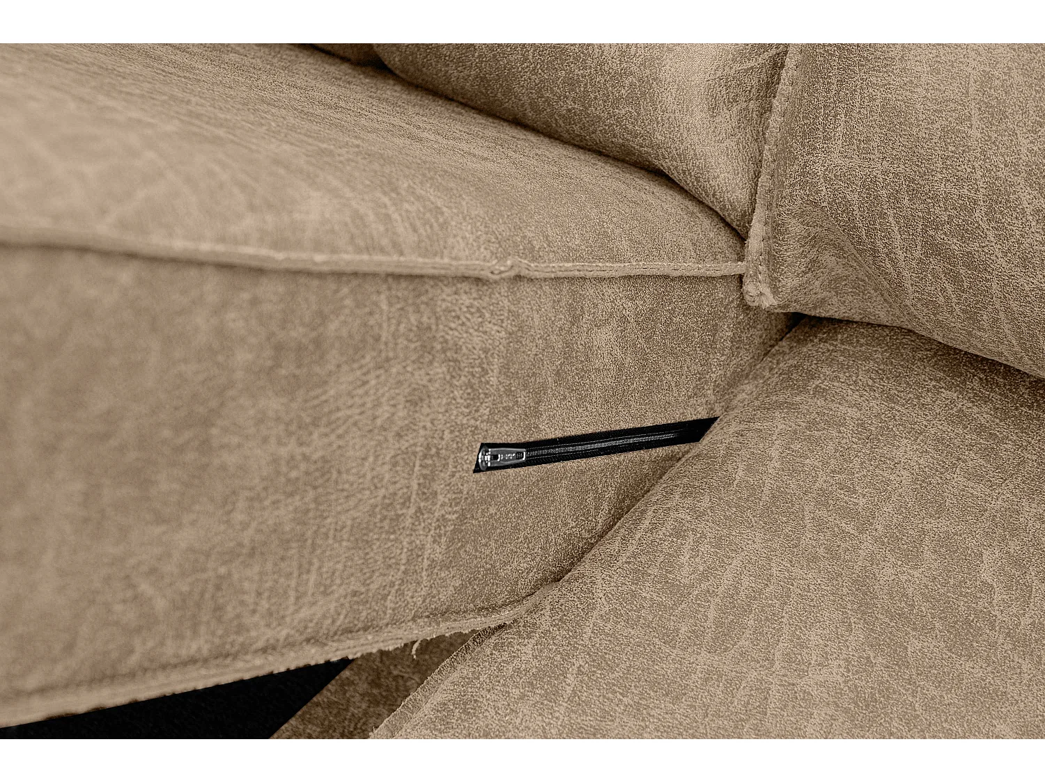 Loft Ecksofa rechts 4 Sitzer aus Leder und Mikrofaser - beige - INVIA