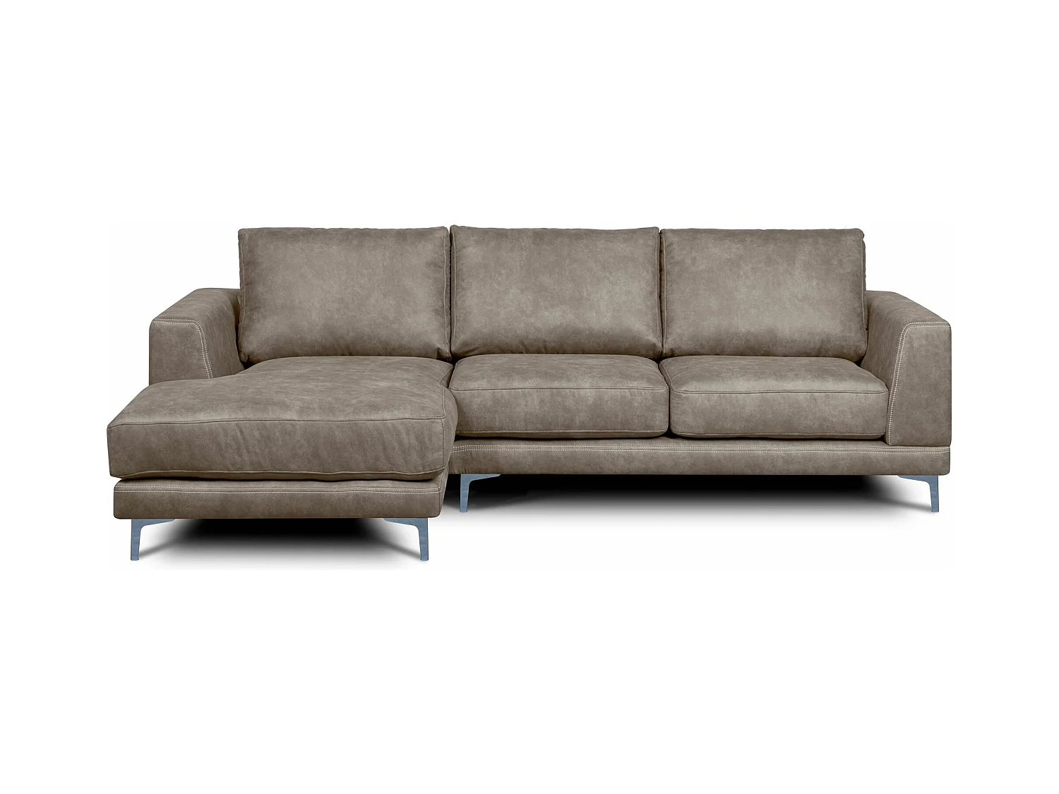 Canapé d'angle moderne et confortable sur pieds métalliques - 3/4 places - Beige - HOLCO