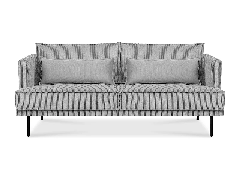 Loftsofa - Metallbeine - 2 Kissen inklusive - Velours - hellgrau - GANZO