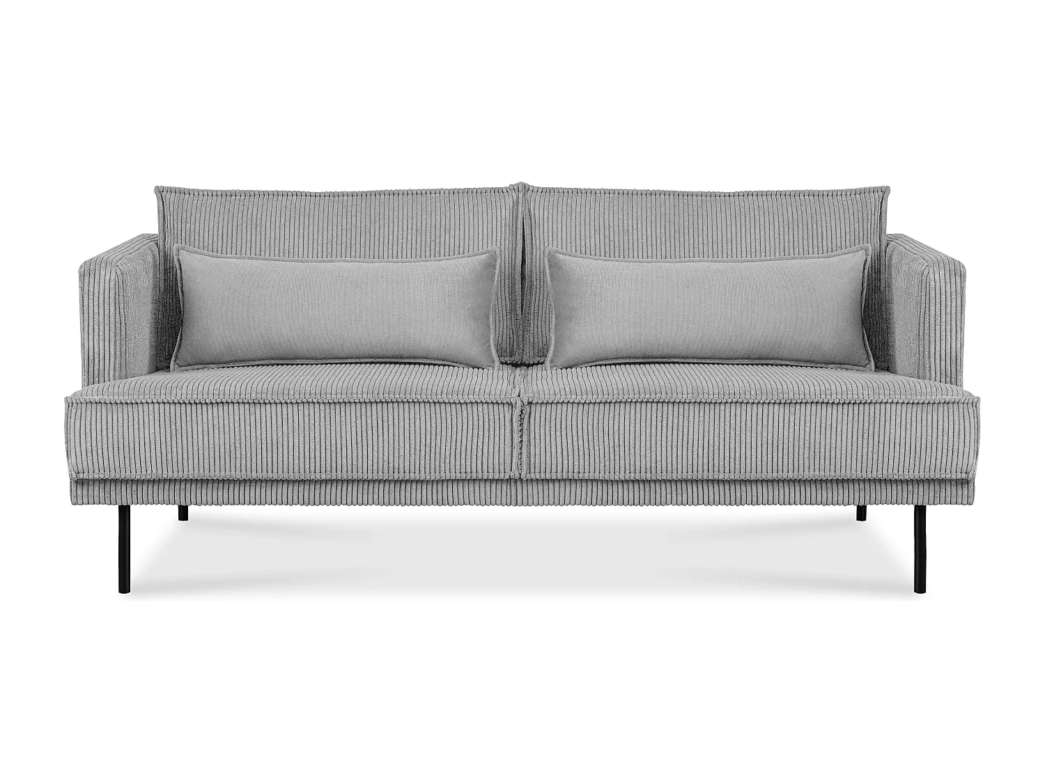 Loftsofa - Metallbeine - 2 Kissen inklusive - Velours - hellgrau - GANZO