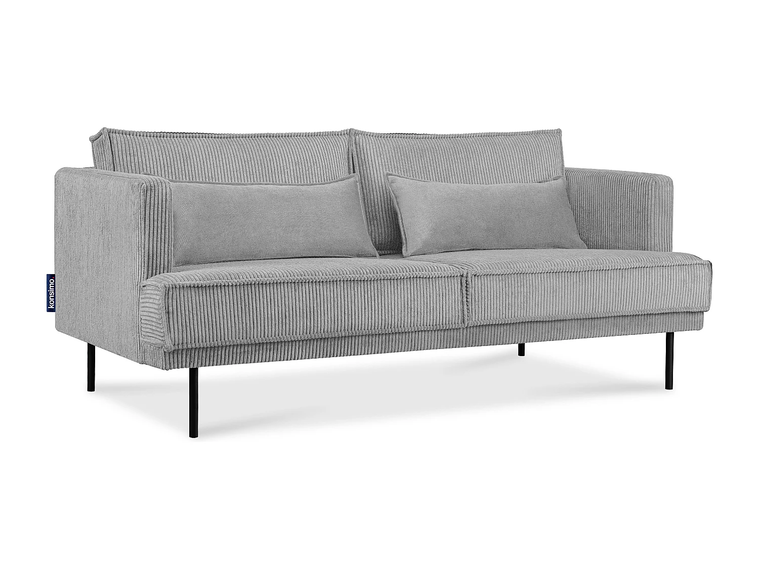 Loftsofa - Metallbeine - 2 Kissen inklusive - Velours - hellgrau - GANZO