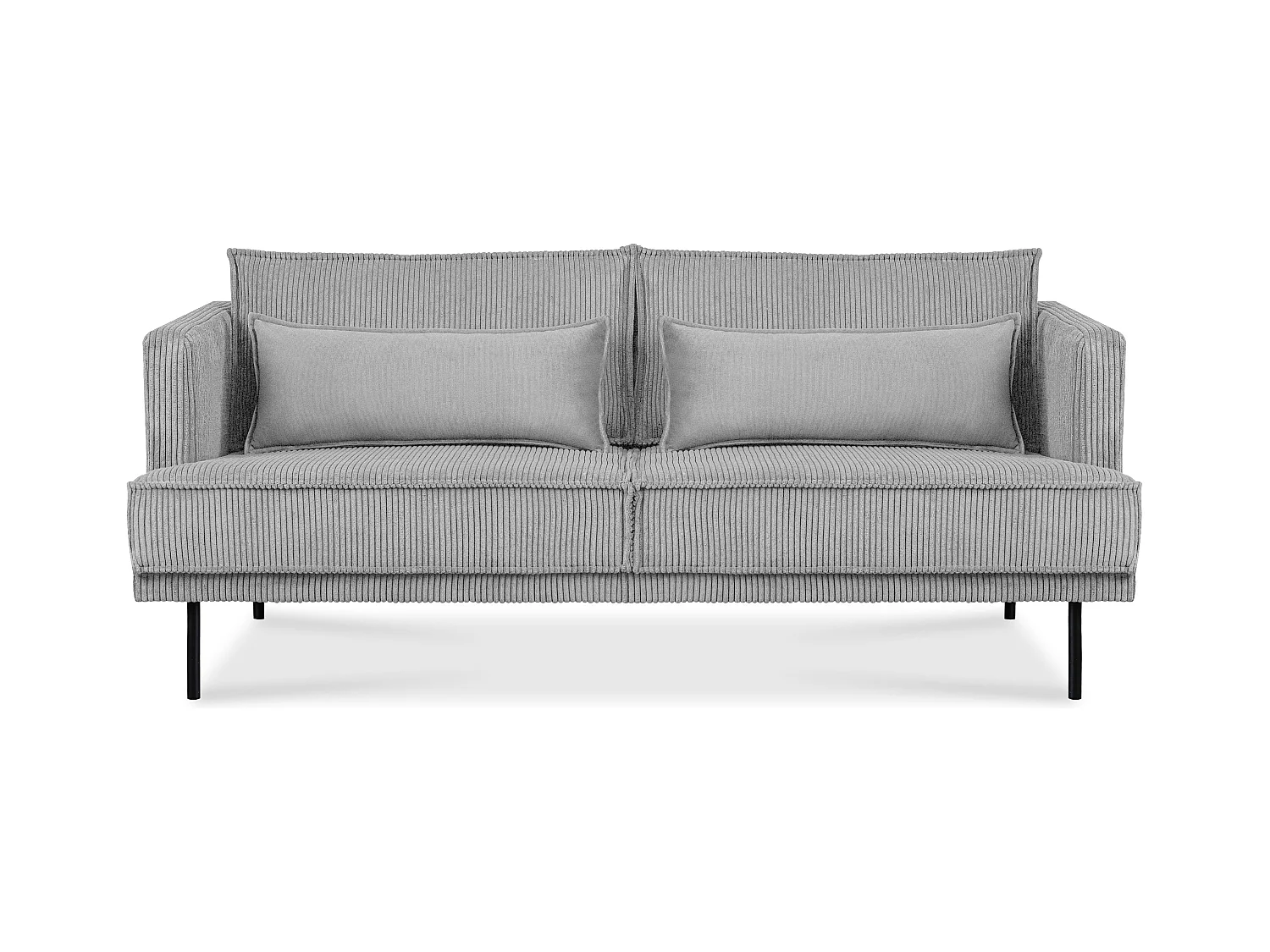 Canapé loft - pieds métal - 2 coussins inclus - velours - gris clair - GANZO