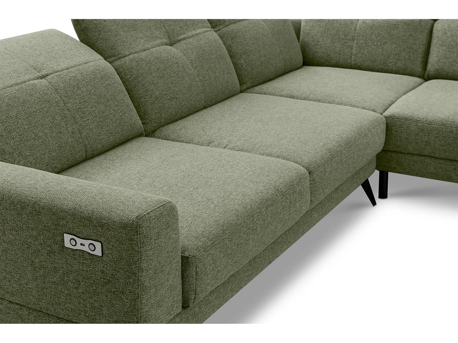 Canapé d'angle 4/5 places avec fonction électrique - vert. Fonction relax - Vert - DAVIDI