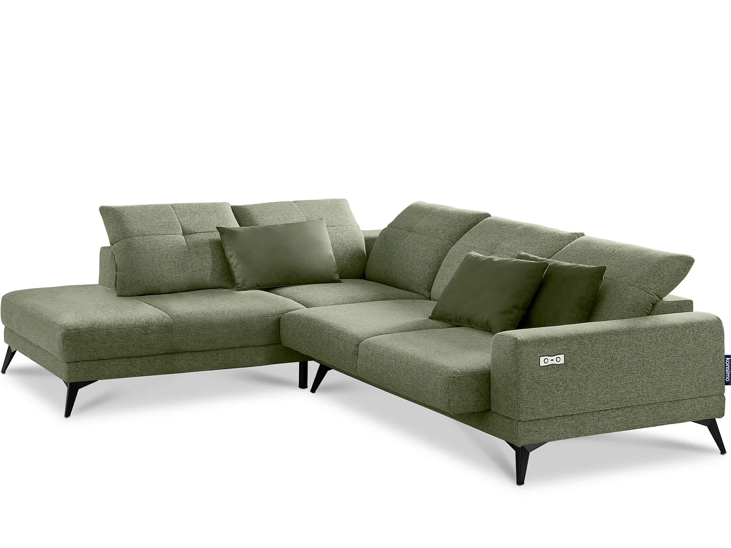 Canapé d'angle 4/5 places avec fonction électrique - vert. Fonction relax - Vert - DAVIDI