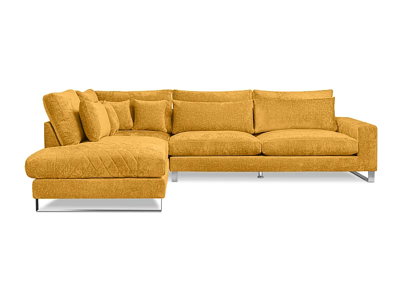 Gemütliches Ecksofa 4/5 Sitzer links mit Chenillebezug - gelb - BRENTIS