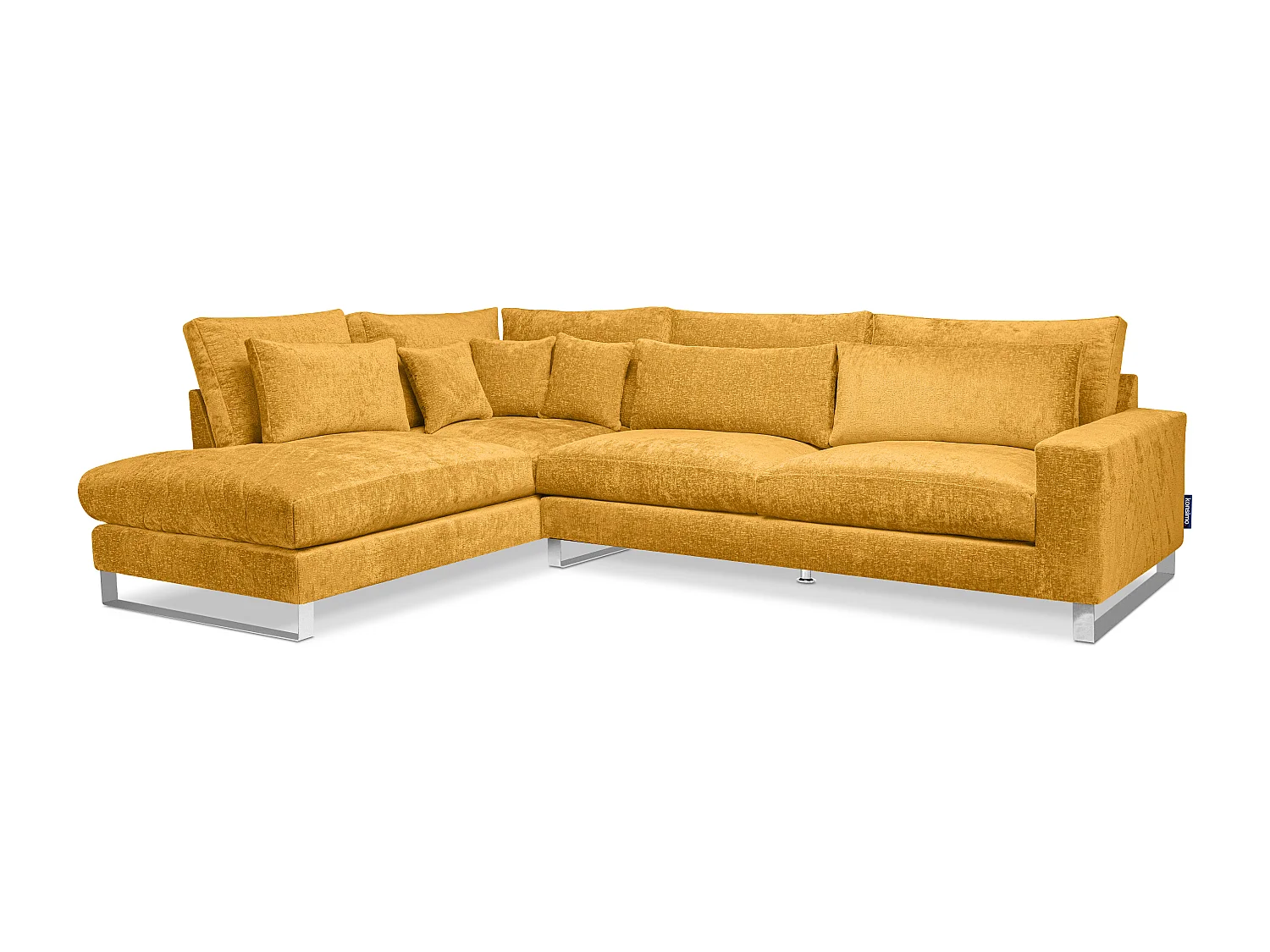 Canapé d'angle confortable 4/5 places gauche recouvert de chenille - jaune - BRENTIS