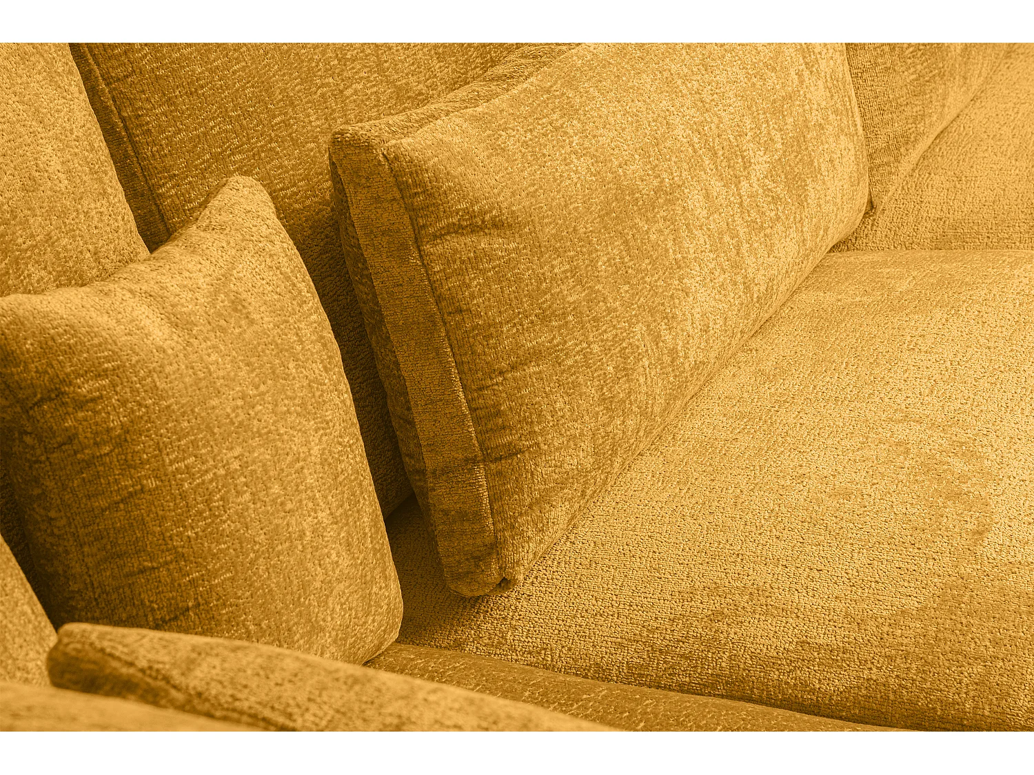 Canapé d'angle confortable 4/5 places gauche recouvert de chenille - jaune - BRENTIS