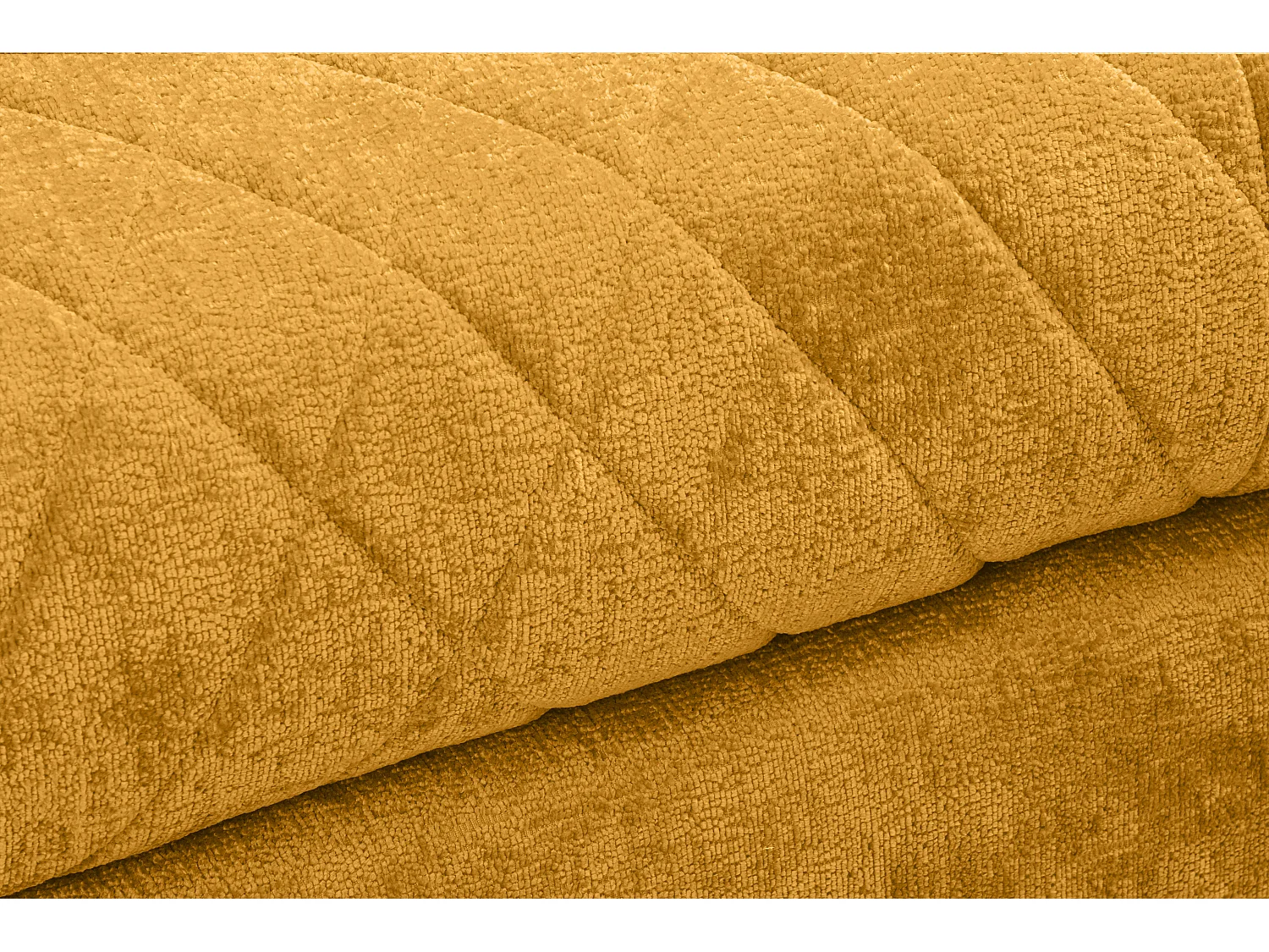 Canapé d'angle confortable 4/5 places gauche recouvert de chenille - jaune - BRENTIS