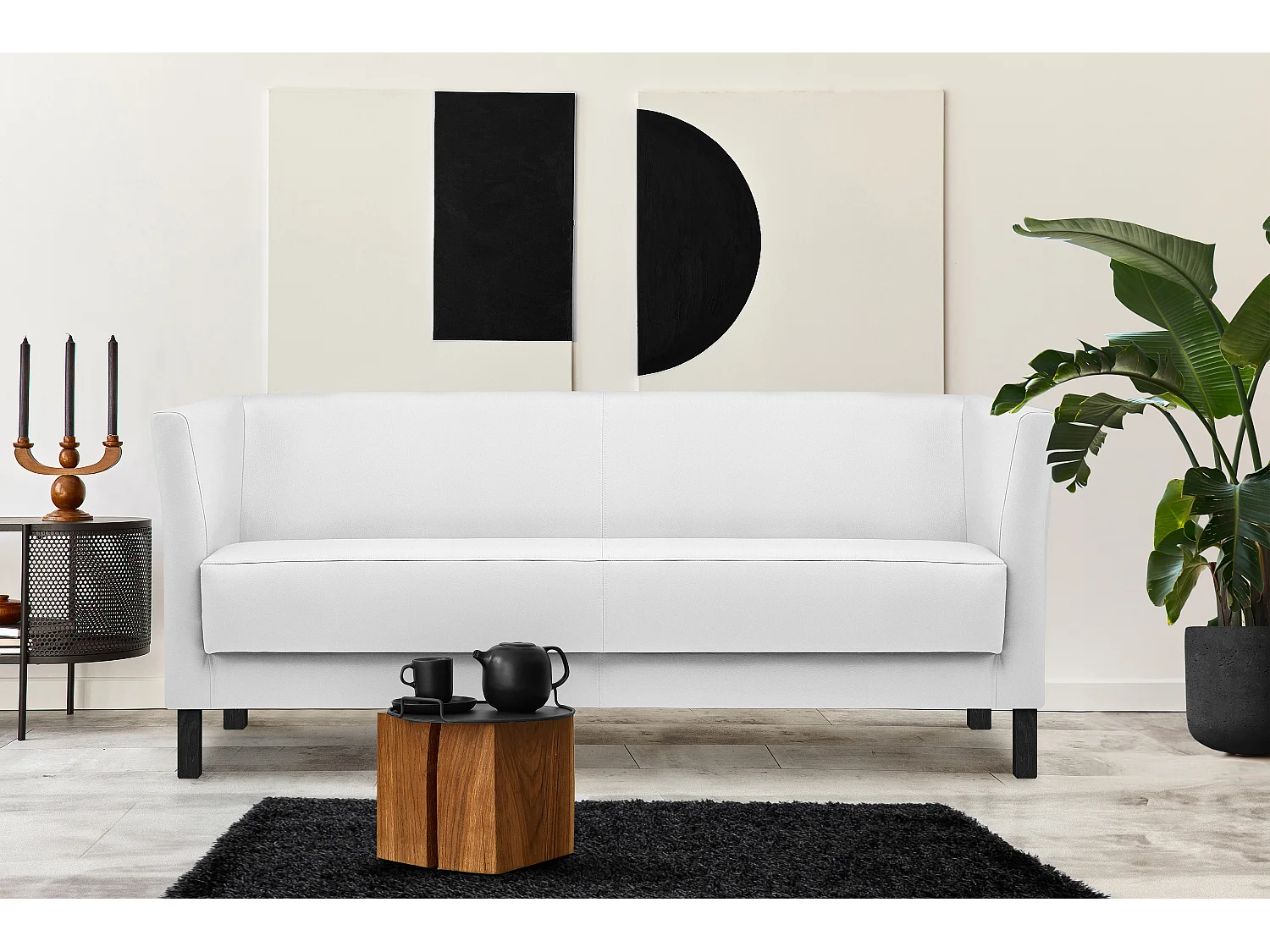 Modernes  Sofa 3 Sitzer aus Kunstleder - weiß - ESPECTO