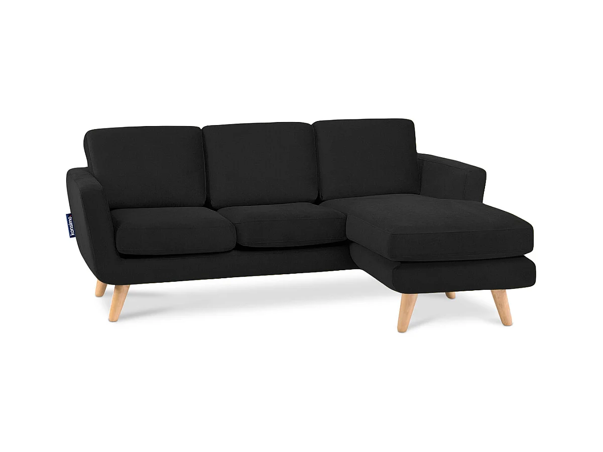 Ecksofa 3/4 Sitzer - Schwarz - TAGIO