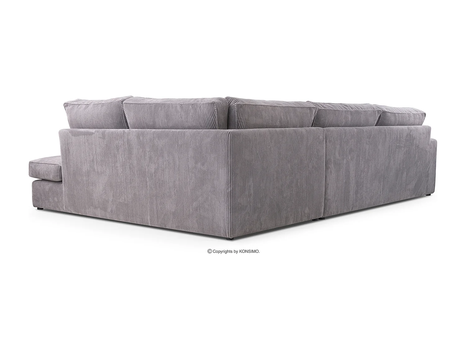 Canapé d'angle confortable 4/5 places droit en velours côtelé - gris - IMPERA