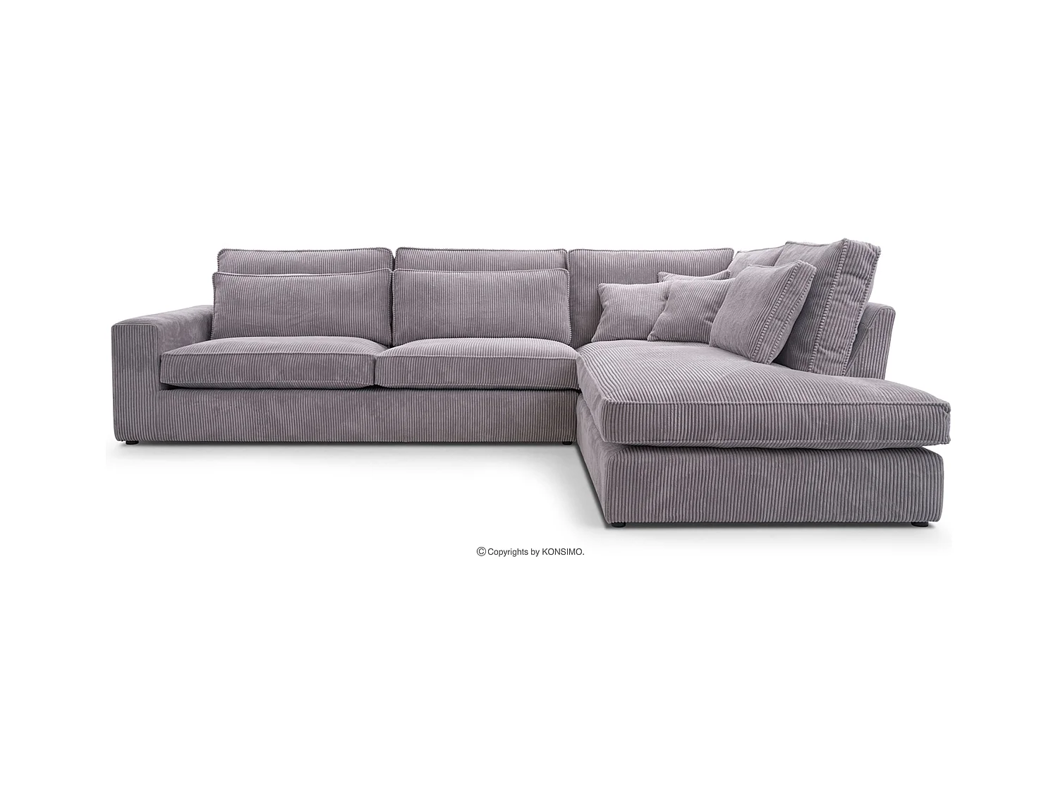 Canapé d'angle confortable 4/5 places droit en velours côtelé - gris - IMPERA