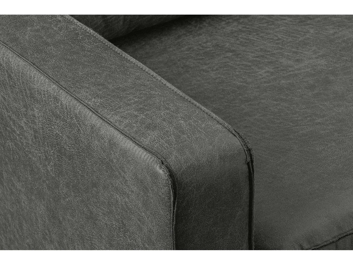 Canapé d'angle droit Loft 4 places en cuir et microfibre - gris foncé - INVIA