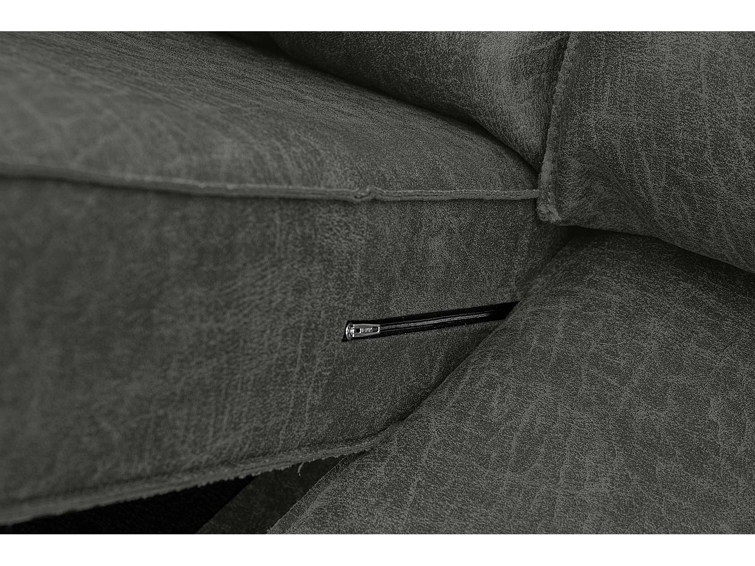 Canapé d'angle droit Loft 4 places en cuir et microfibre - gris foncé - INVIA