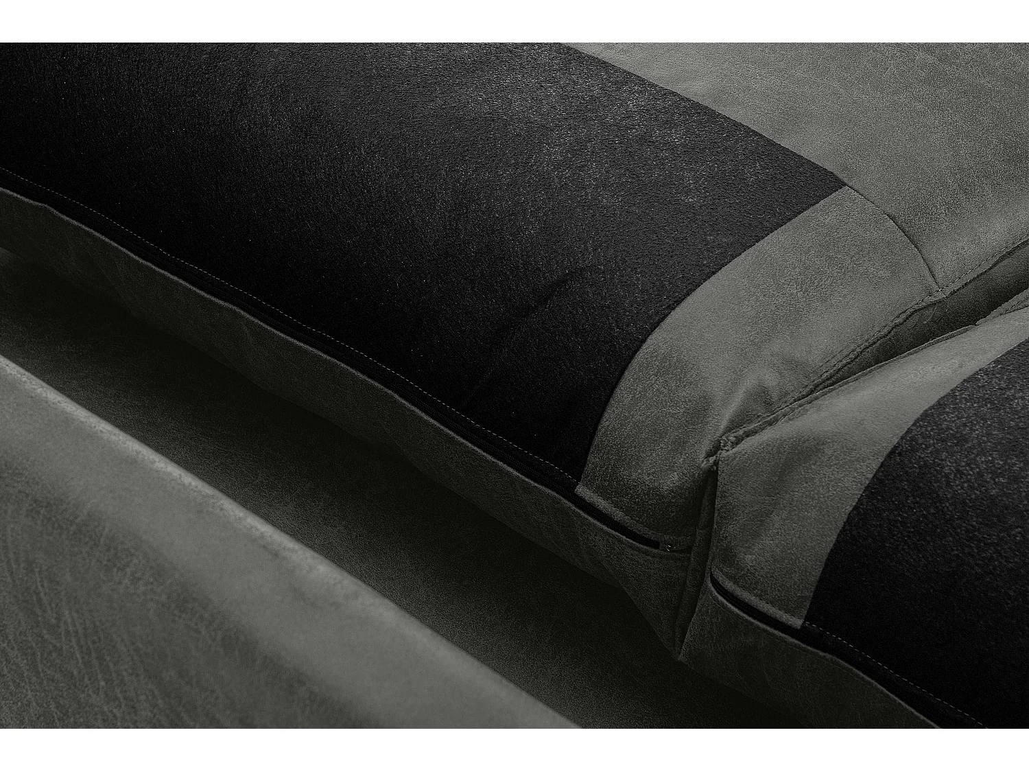 Canapé d'angle droit Loft 4 places en cuir et microfibre - gris foncé - INVIA