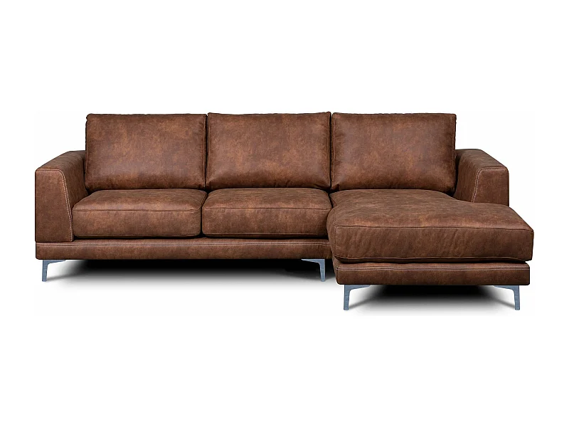 Modernes bequemes Ecksofa auf Metallbeinen - 3/4 Sitzer - braun - HOLCO